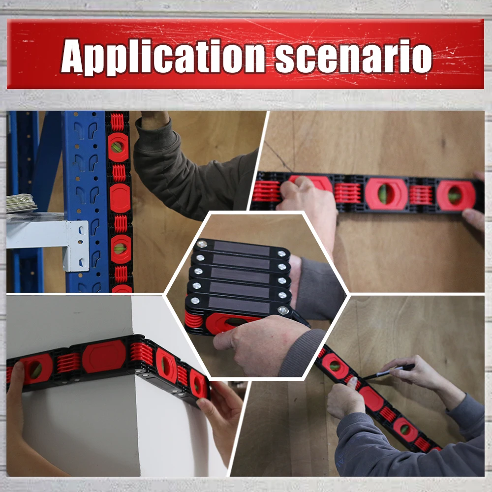 Imagem -02 - Dobrável Angle Finder Transferidor Régua Nível Multifuncional Ferramenta de Medição Horizontal e Vertical Bolha