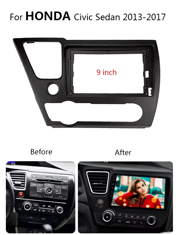 Android Car Radio Frame Kit For HONDA Civic Sedan 2013-2017 Auto Stereo Center Console Holder Fascia Trim Bezel Faceplate