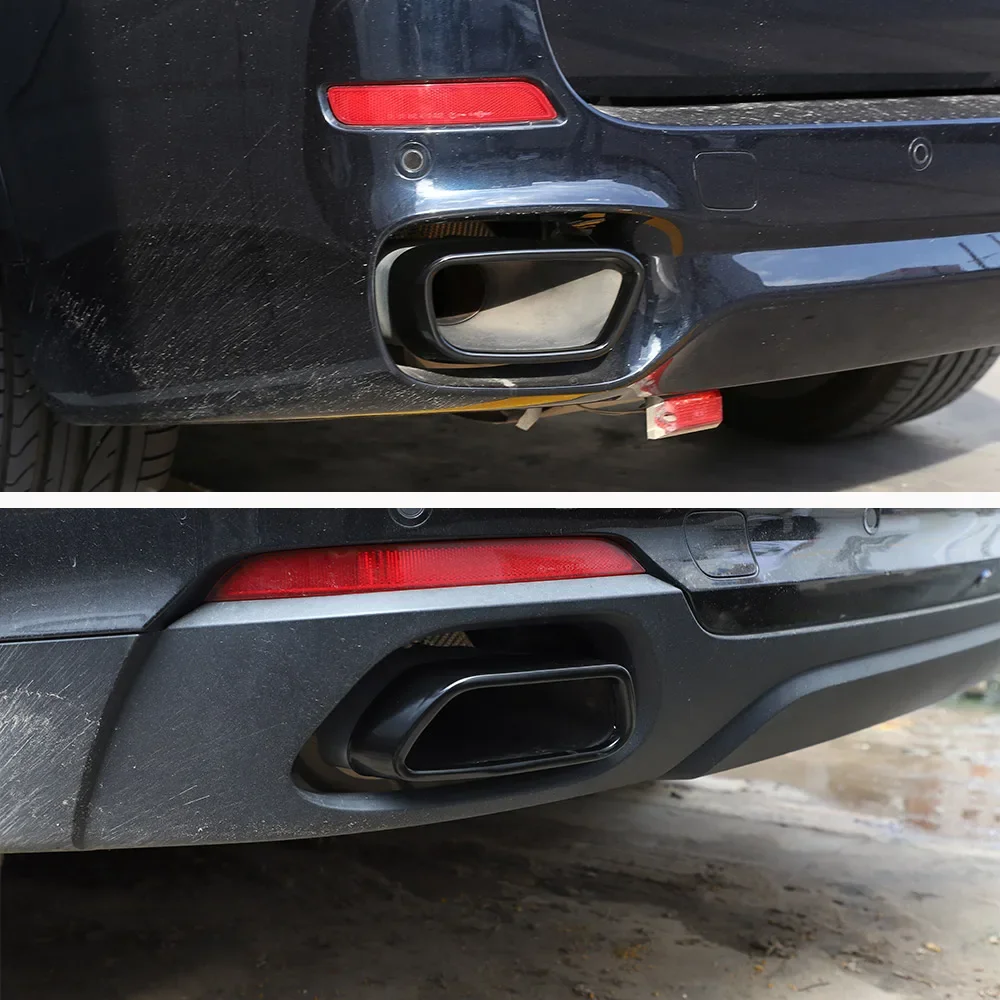

For BMW X5 F15 G05 X6 F16 X7 G07 2014-2021 40d 50i M sports Stainless Car Black Car Exhaust Pipe Cover Stickers Car Accessories