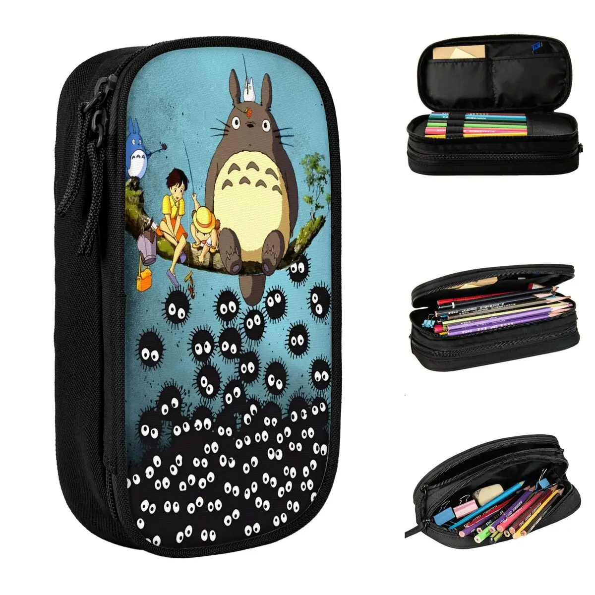 Cartoon Soot T-TotoroS Pencil Cases Anime Pencilcases Pen Box for Girls Boys Big Capacity Bag Students School Gifts Stationery