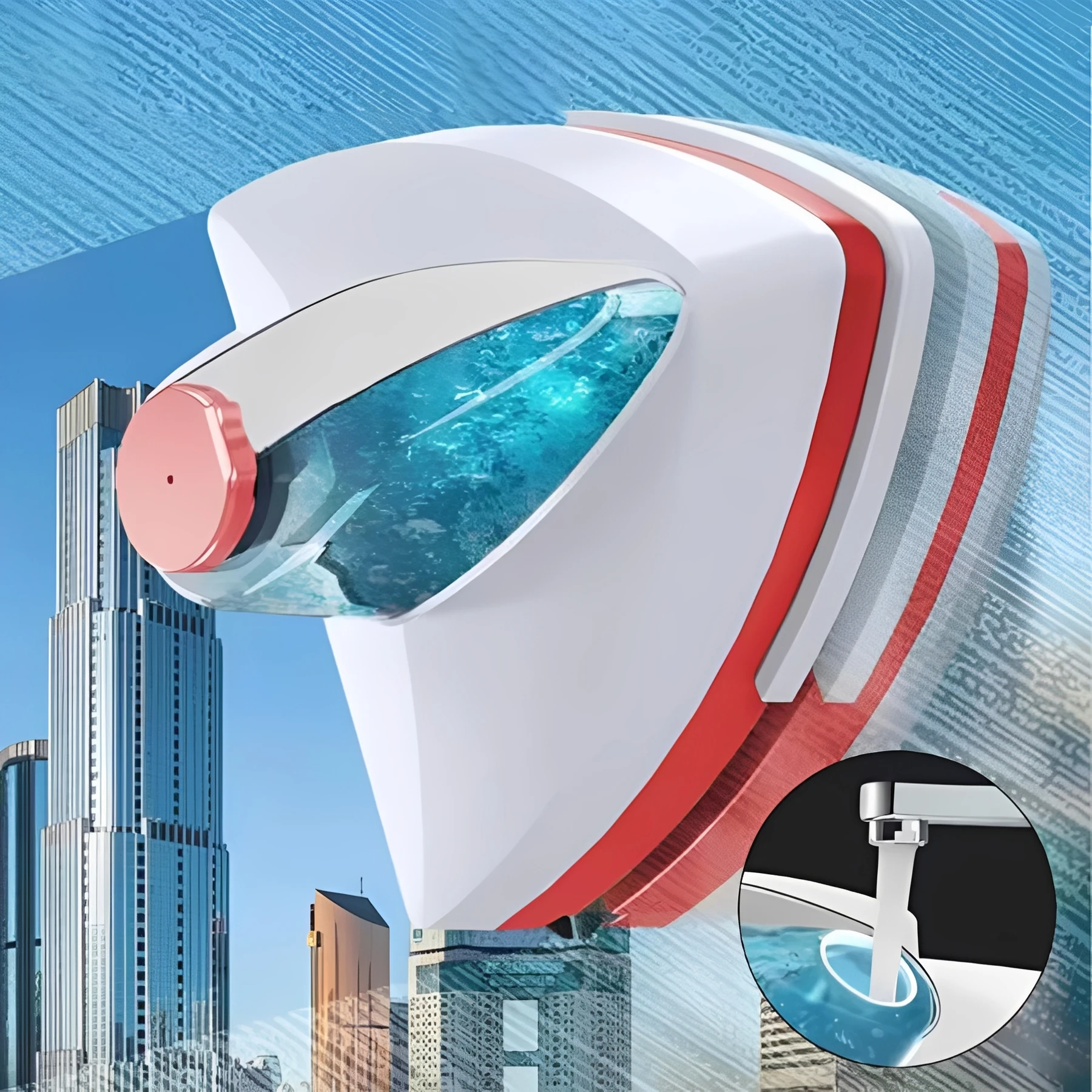 

Magnetic Glass Window Cleaning Tool Automatic Water Discharge Double-layer Wiper Household Special Window Cleaner