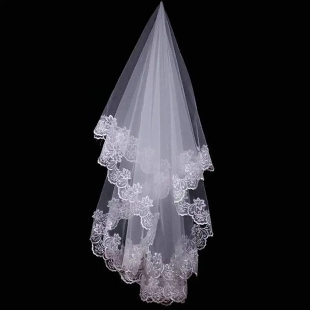 Women 120CM Layer Lace Edge Wedding Veil Long Bridal Wedding Events Bridal Hair Accessories 2023