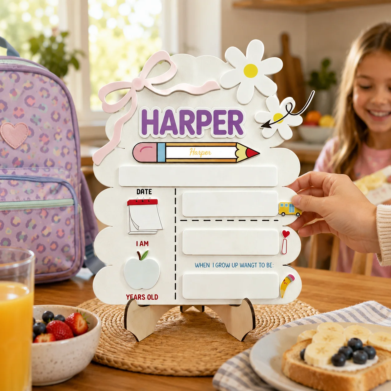 Personalized First Day Of School Sign Reusable Memory Board For Kids Classroom Photo Prop Back To School Milestone Keepsake Gift