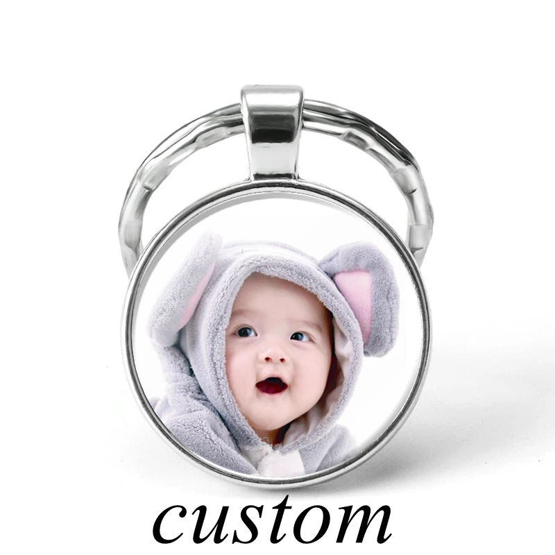 

Handmade DIY Personalized Keychain Custom Baby Lover Pet Photo Word Txt Logo Keyring Pendant Glass Dome Jewelry Birthday Gifts