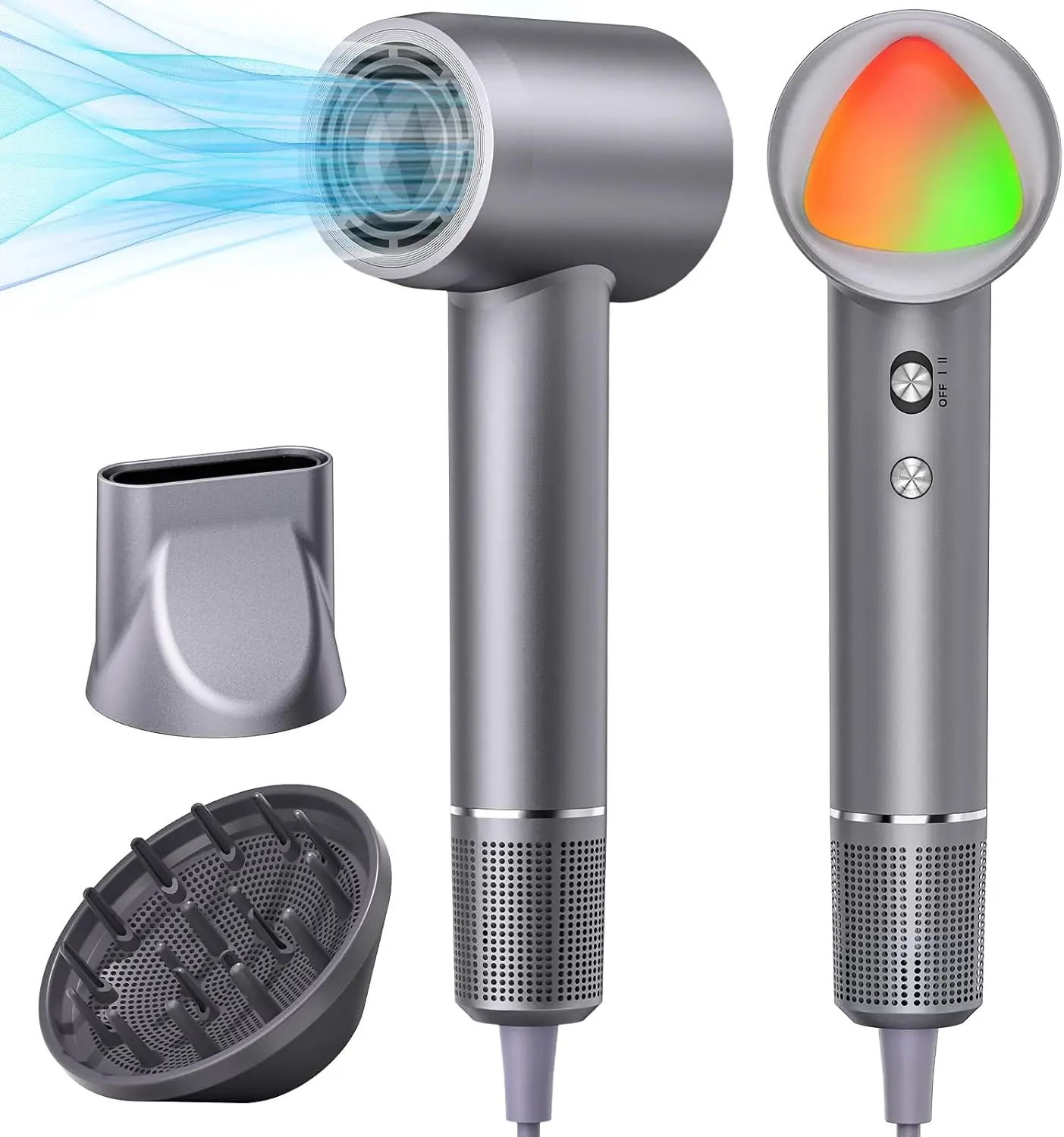 

Portable Ionic Hair Dryer 160000 RPM Fast Drying Low Noise with Diffuser Nozzle Lightweight for Home Travel