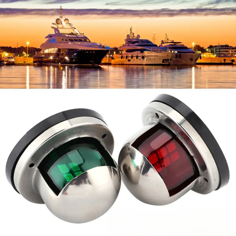 Bow LED Navigation Sailing Light LED Navigation Sailing Light Marine Boat Plastic Red + Green W/Chrome Housing