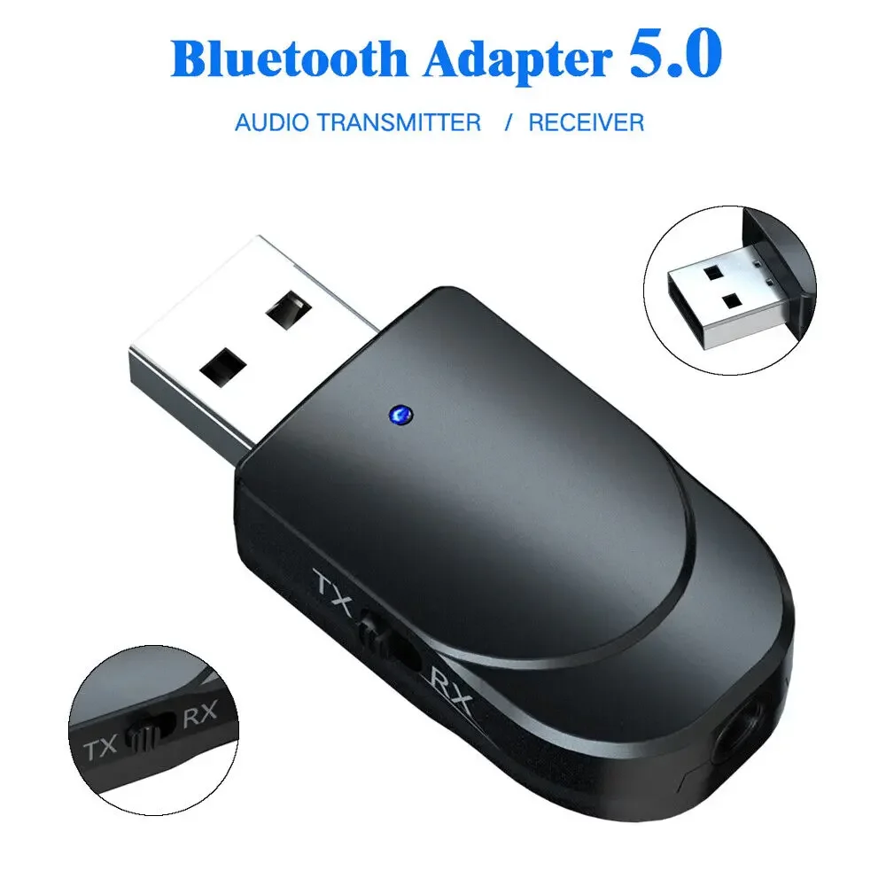 Bluetooth 5.0 Audio Receiver Transmitter KN330 2 In 1 Dual Output USB Computer TV Car Adapter For PC Cellphones Headphone