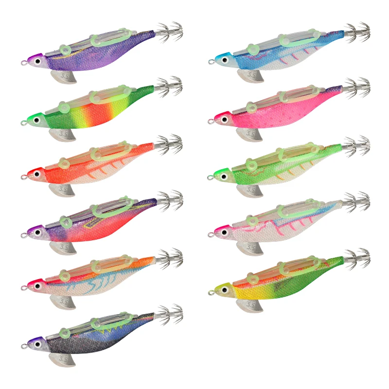 New Fishing Lure Squid Jig Bundled Luminous Webfoot Octopus Egi Cuttlefish Hook Artificial Hard Bait Saltwater Sea Shrimp Lure