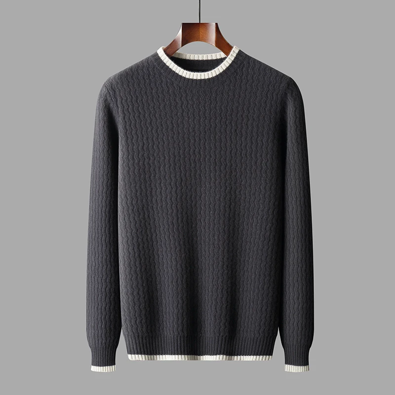 

Best-Selling Thickened 100% Sweater Men's Round Neck Button Flower Sweater Pullover Business Casual Bottoming Shirt Top