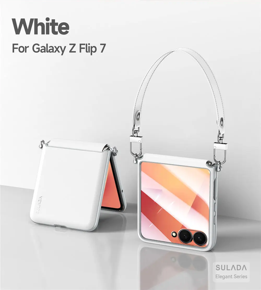 

Чехол премиум-класса с ремешком на запястье из жидкой кожи для Samsung Galaxy Z Flip7, защитная задняя крышка