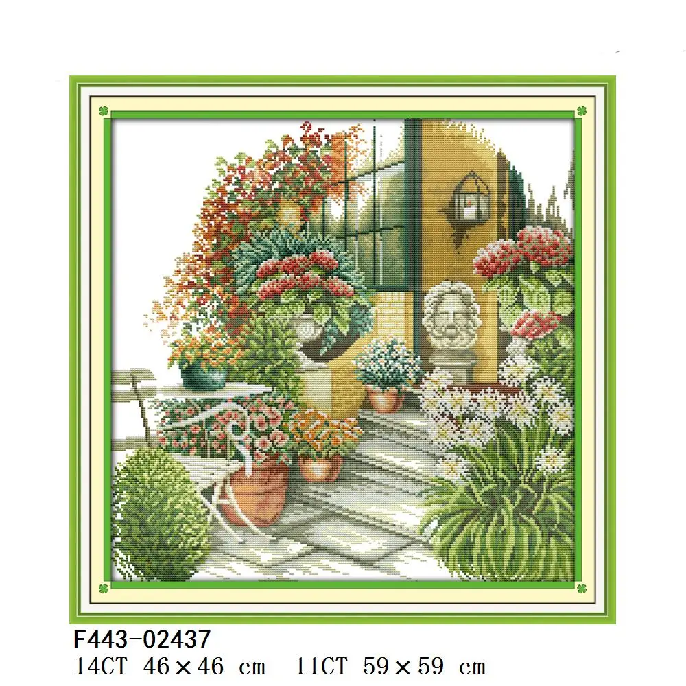 Joy Sunday Little Float The Leisurely Courtyard Green Home The Pool Spring Garden Cross Stitch، F308، F443، F481، F539، F693