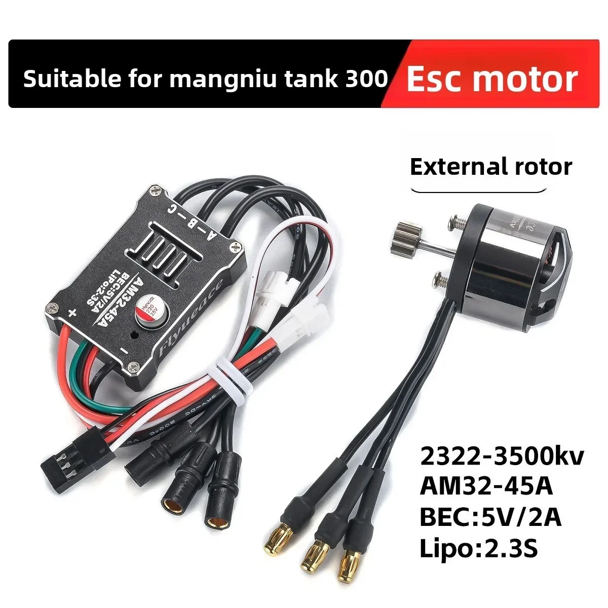 Fotografia 3: Combo de Motor Brushless de Rotor Externo 45A ESC 2322 3500KV para Carro RC MN300 1/12 - Acessórios de Upgrade para Crawler