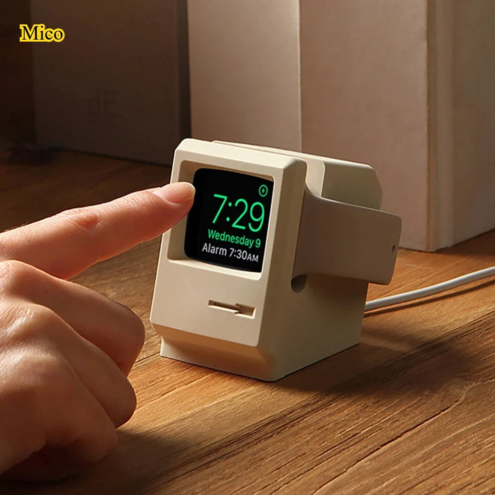 Creative retro computer desktop silicone smart watch charging stand pattern bedside table decoration
