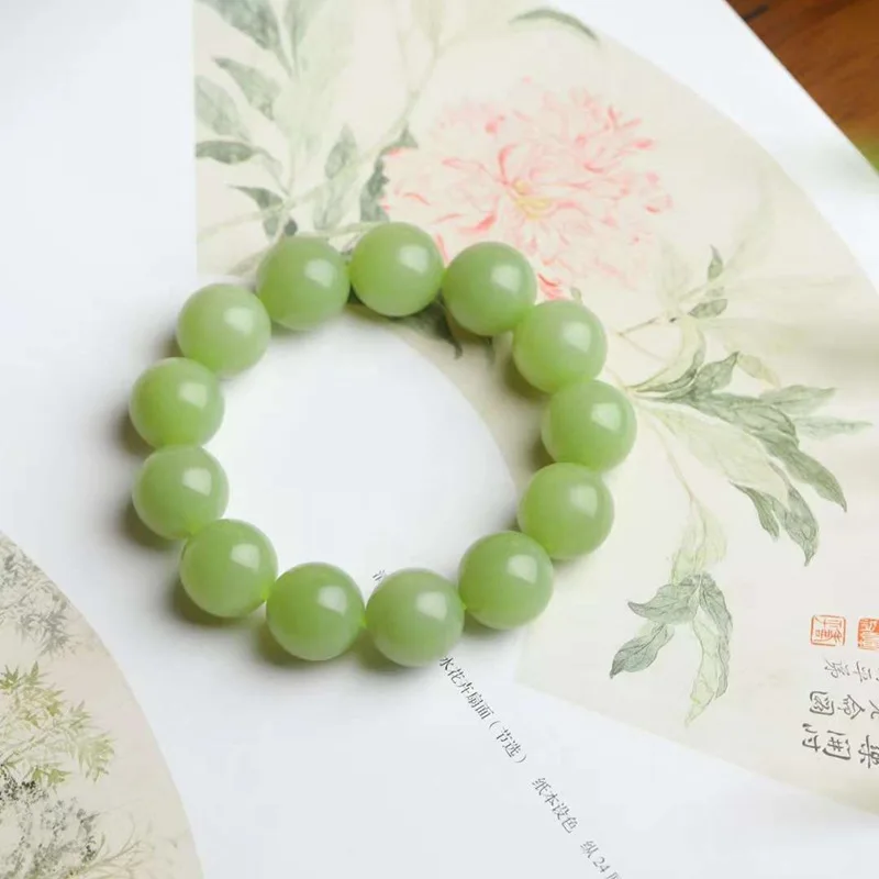 

Natural Hetian Ruoqiang Huangkou Old Material Round Jade Smooth Bracelet