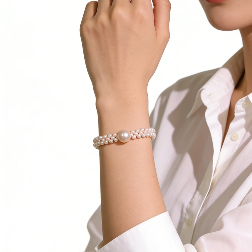 

Высококачественный трехслойный тканый браслет из натурального жемчуга, элегантные простые браслеты для женщин, очаровательный браслет, ювелирные изделия, аксессуары для девочек