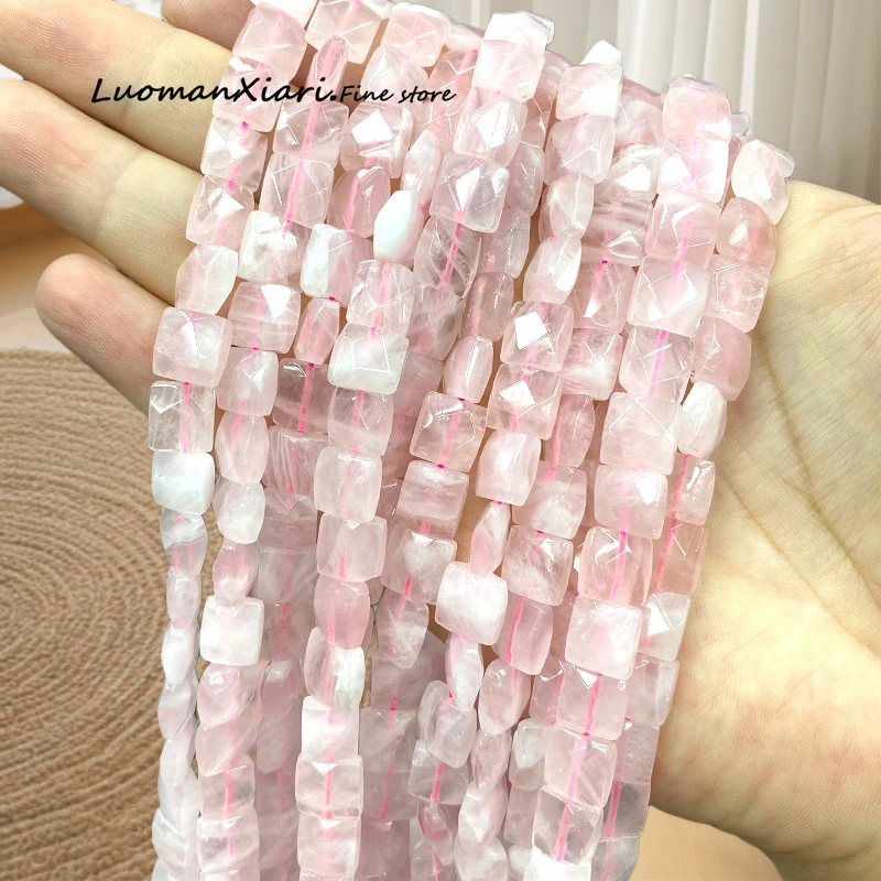 

Натуральный драгоценный камень, розовый кварц, граненый плоский квадратный камень, свободные бусины-разделители для изготовления ювелирных изделий, ожерелье, браслет, подвески, аксессуары