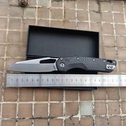 JUFULE Real Carbon fiber Handle MSI Folding knife Ball Bearing Mark M390MK Logo Blade Tactical EDC Tool Camping Pocket Knives