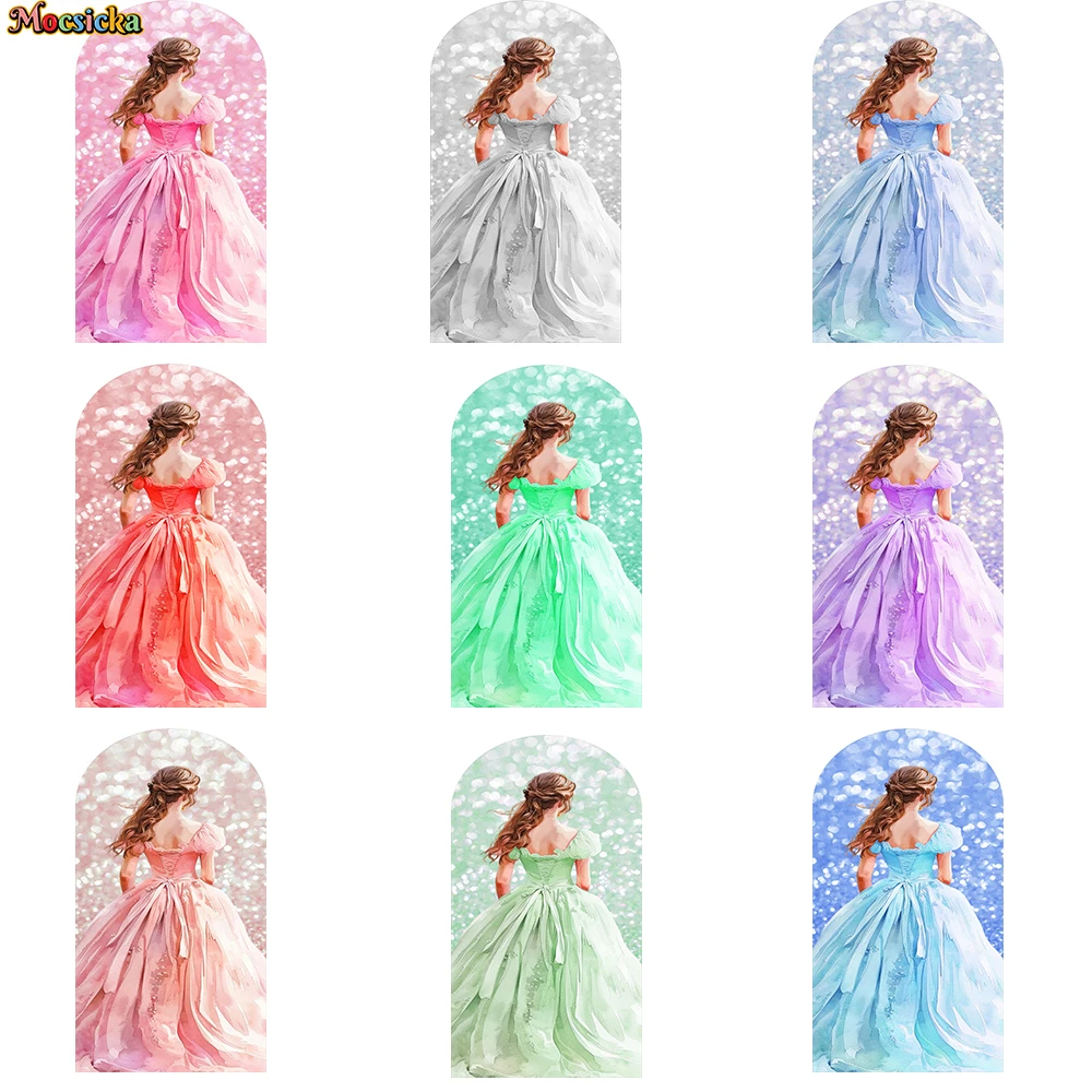 Sweet Girl 15th Birthday Party Arch Background Quinceanera Princess Dress Glitter Bokeh Backdrop Bridal Show Wedding Photo Booth