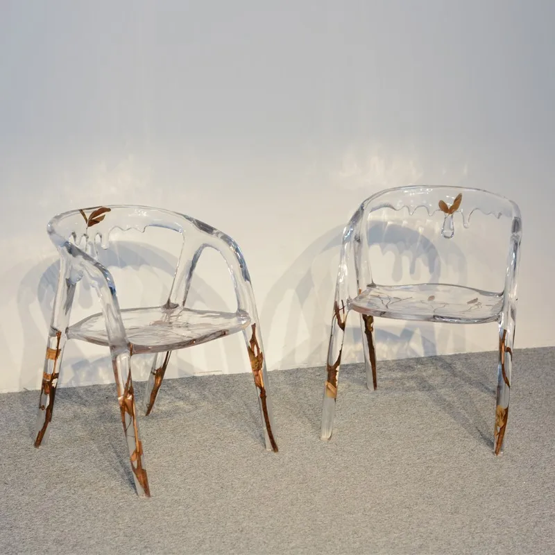 Transparent Epoxy Resin Chair Luxury Living Room Chair Superior Dining Chair Backrest Armchair Mobile Seat Nordic Home Furniture