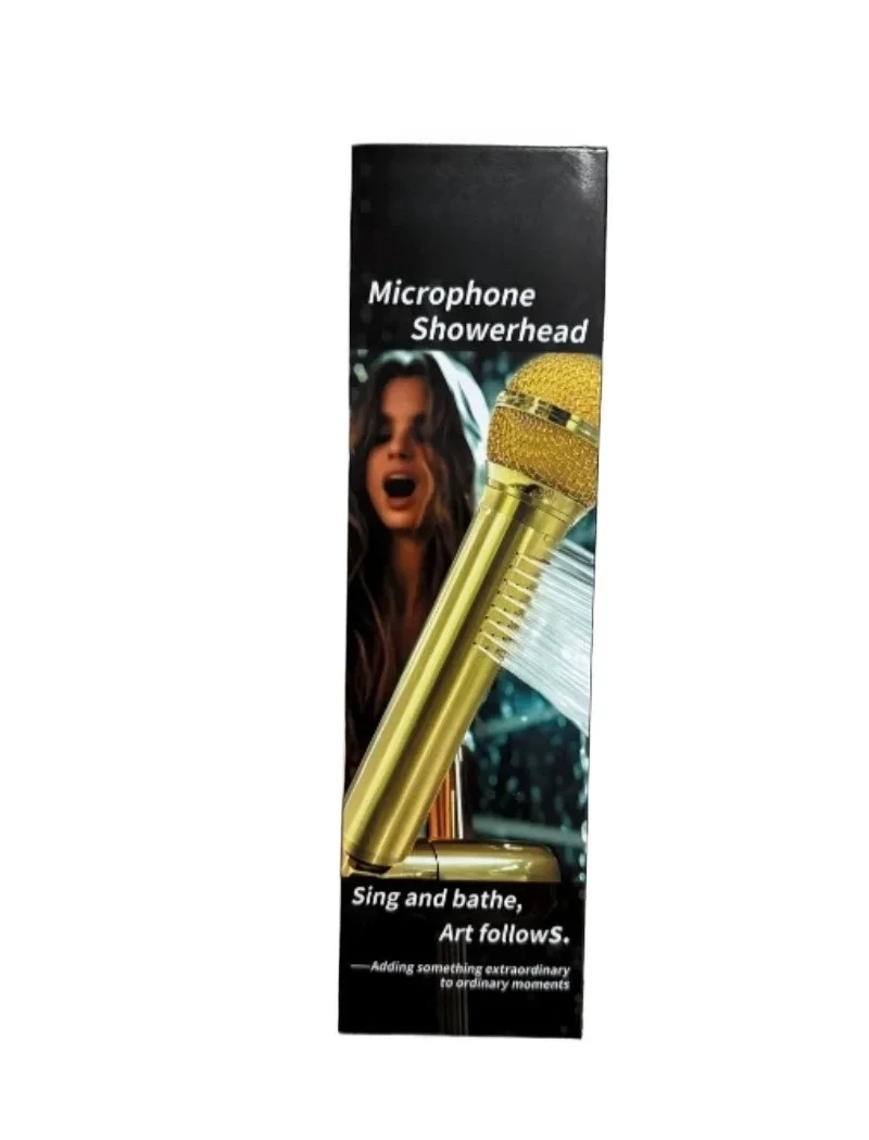 

Микрофон для пения, золотистый, черный и красный цвета.