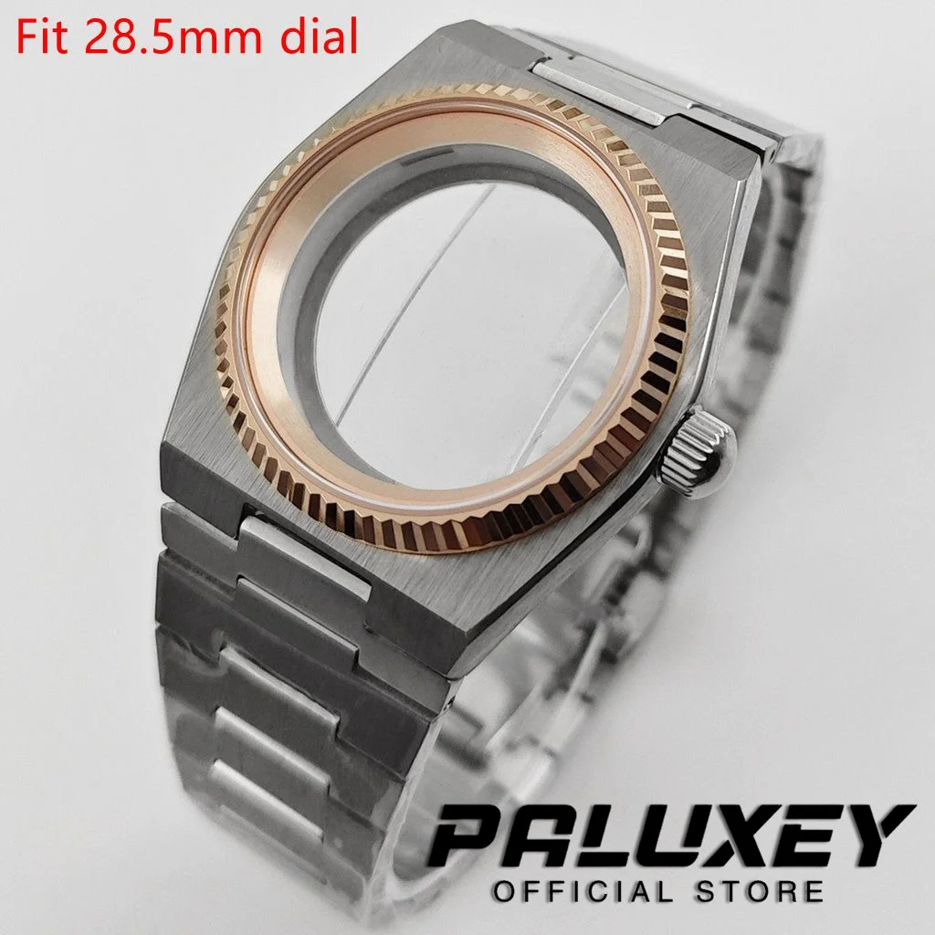 PRX NH35 40MM met zilveren ring saffierkristal gecanneleerde bezel horlogekasten onderdelen voor PRX Super Player NH34 NH35 NH36 NH38 beweging
