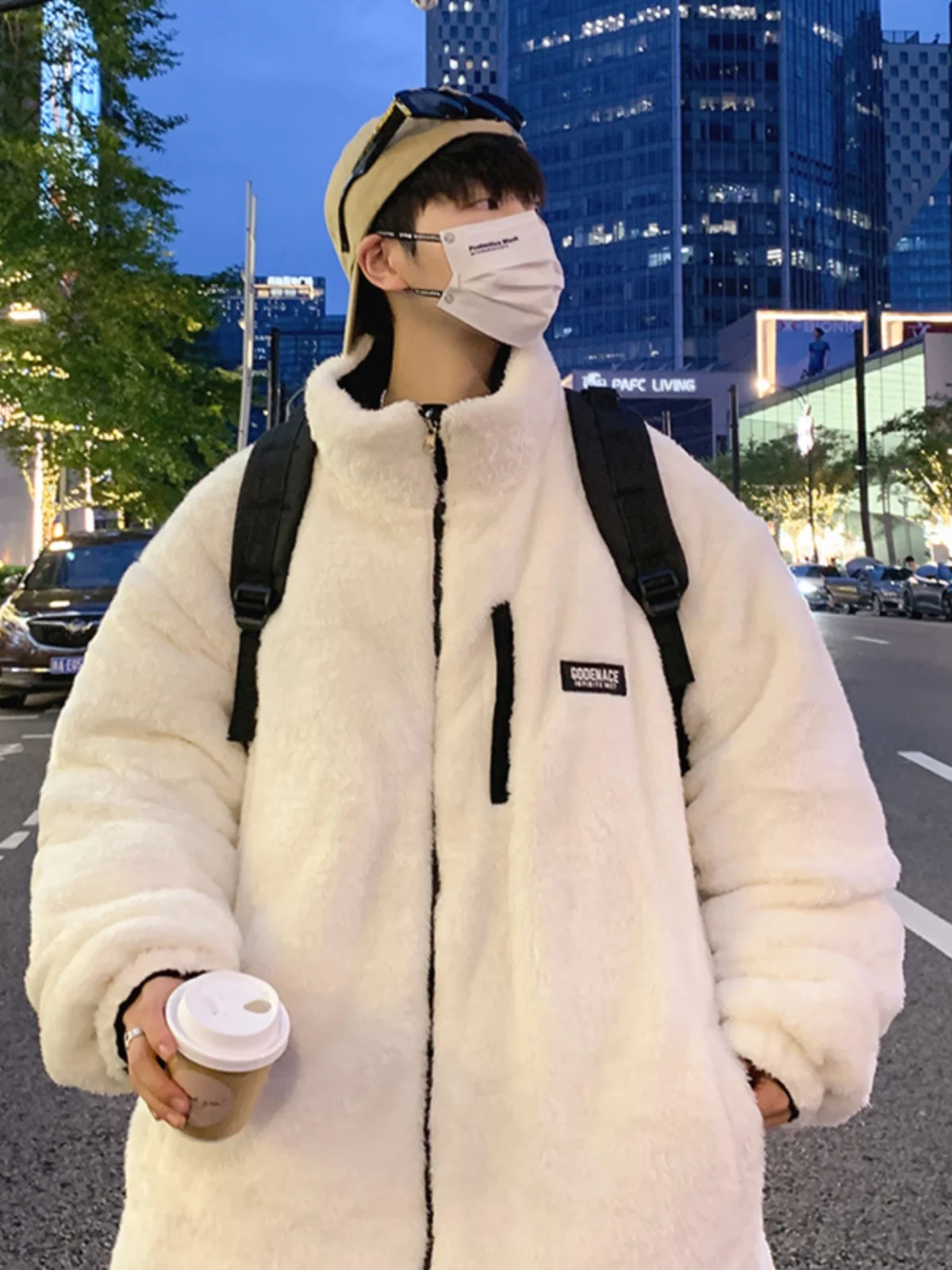 

American Retro Double-Sided Lamb Fur Jaet Men's Winter Thiened Corduroy Cotton Clothes 2024 New Sle Youth Casual Coat