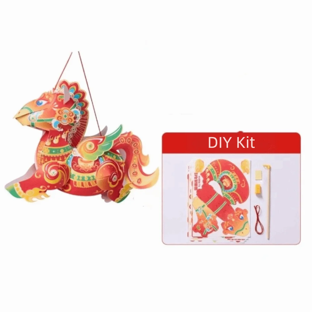 

Cartoon Handheld Lantern Traditional Handmade Dragon Dance Lantern Chinese Style Luminous Kid's Lantern Toy Festival Party