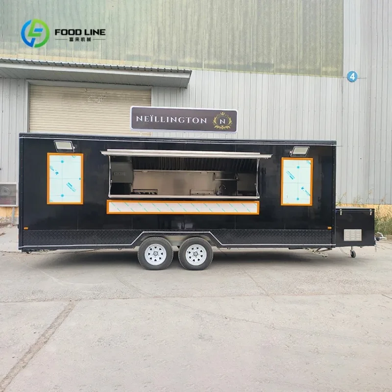 12ft Concession Food Trailer Square Mobile Kitchen Food Truck Trailer Fully Equipped Food Truck Kitchen Refrigerator Customized