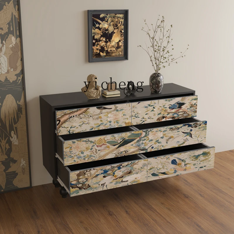 b1 Solid Wood Six-Drawer Bedroom Home Living Room Chest of Drawers Vintage Chest