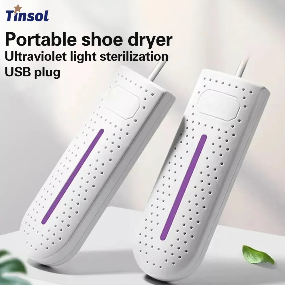 Secador de sapato portátil usb plug-in com esterilização violeta aquecedor termostático para dormitório de viagem secagem de sapato pequeno secador de sapato