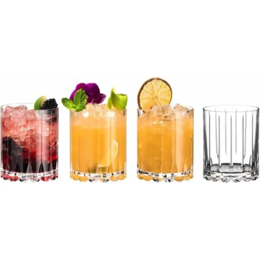 Drink Specific Glassware Double Rocks Set of 4, tempered glass, clear, heavy-bottomed for stability and enhanced chilling