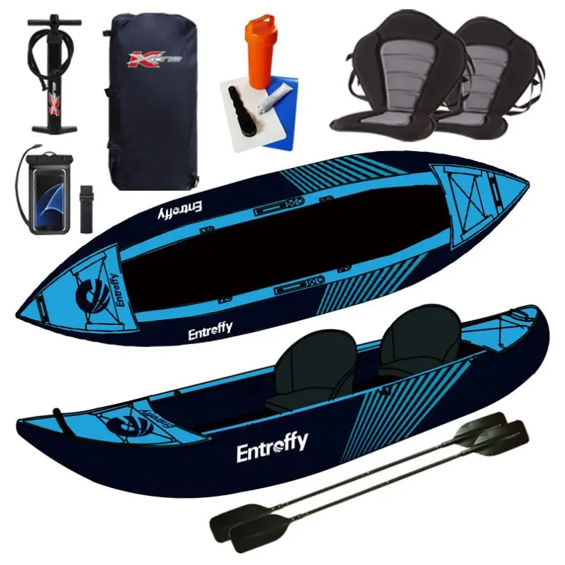 

P.F. High Quality 4m Length Inflatable Fishing Boats Canoe Drop Seam Fishing Kayak 2 Person