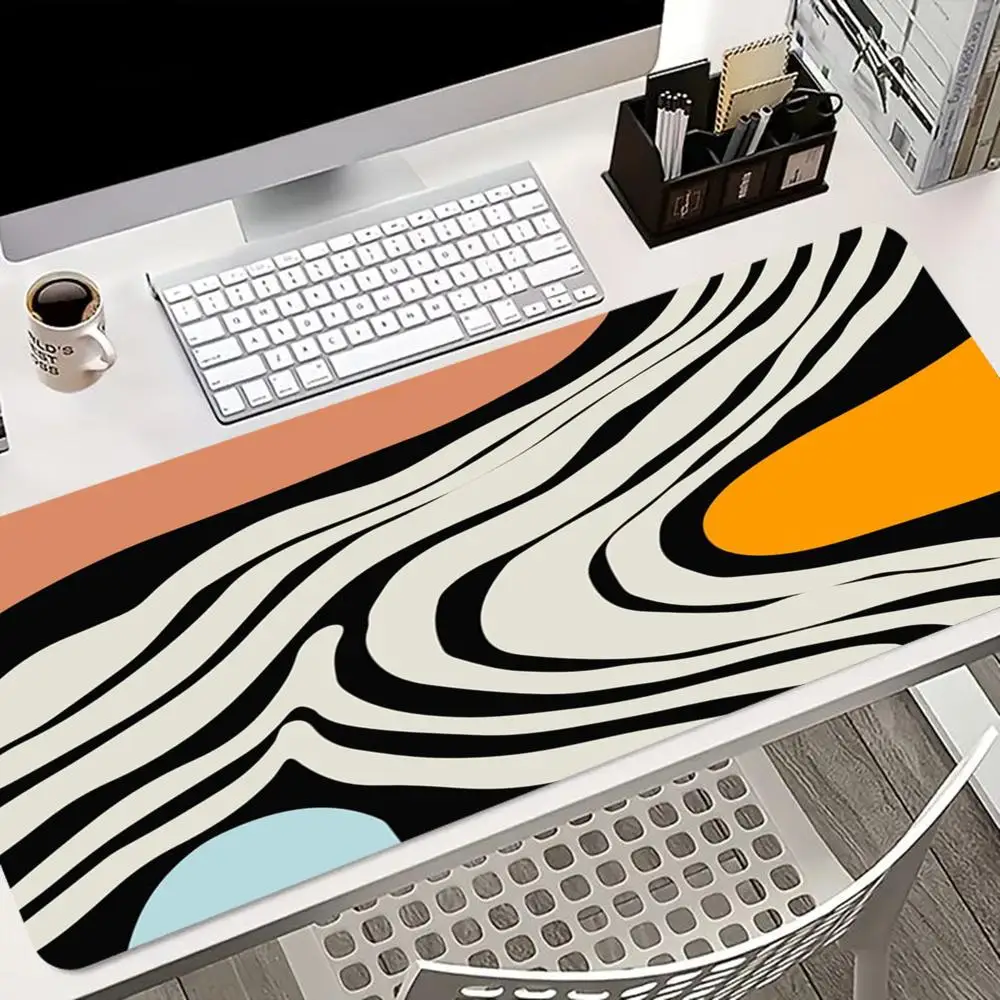 Zebra Print Pink Color Block PU Leather Large Mouse Pad Waterproof Non-Slip Rubber Desk Mat Easy Clean Gaming Office Keyboard
