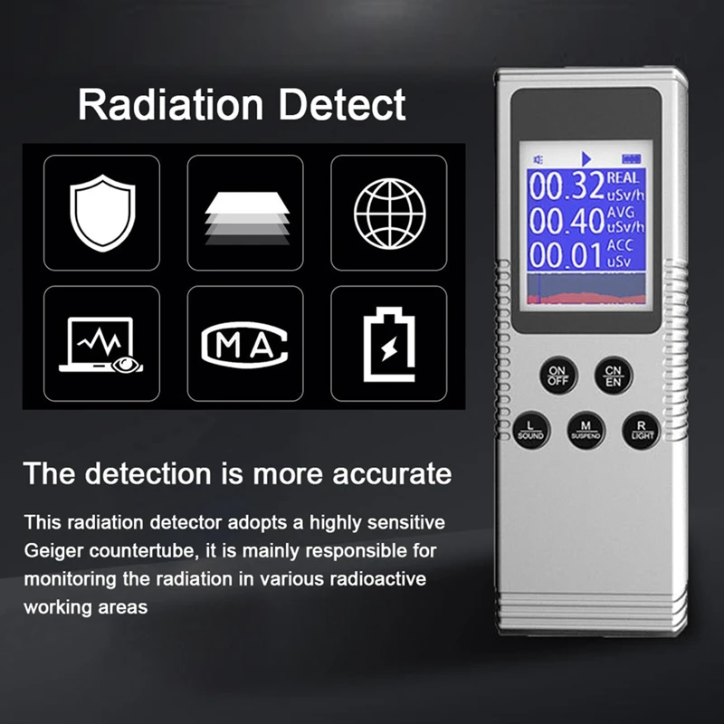 Handheld Nuclear Radiation Detector Household Laboratory Digital LCD Display Multi-Function Radioactive Geiger Counter