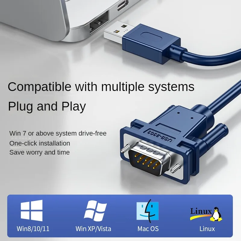 USB to RS232 Serial Cable, PL2303 Chip DB9 Adapter, Driver-Free for Win7/10/11, Mac, Linux, Industrial Control