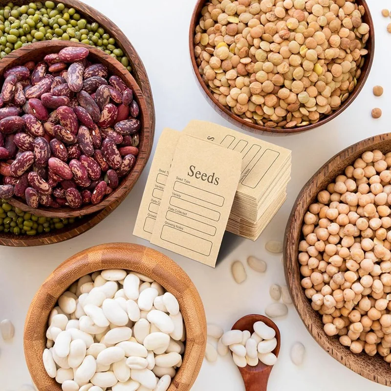 

100 шт. конверты для семян 3,54 х 2,36 дюйма, коричневая крафт-бумага, пакеты для семян, конверты, закрывающиеся самозапечатывающиеся пакеты для семян-AT35