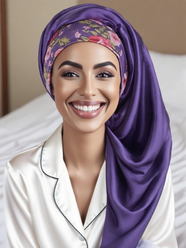Women's Extra Long Satin Sleep Bonnet - Oversized, Adjustable, Breathable for Curly & Natural Hair Bonnet
