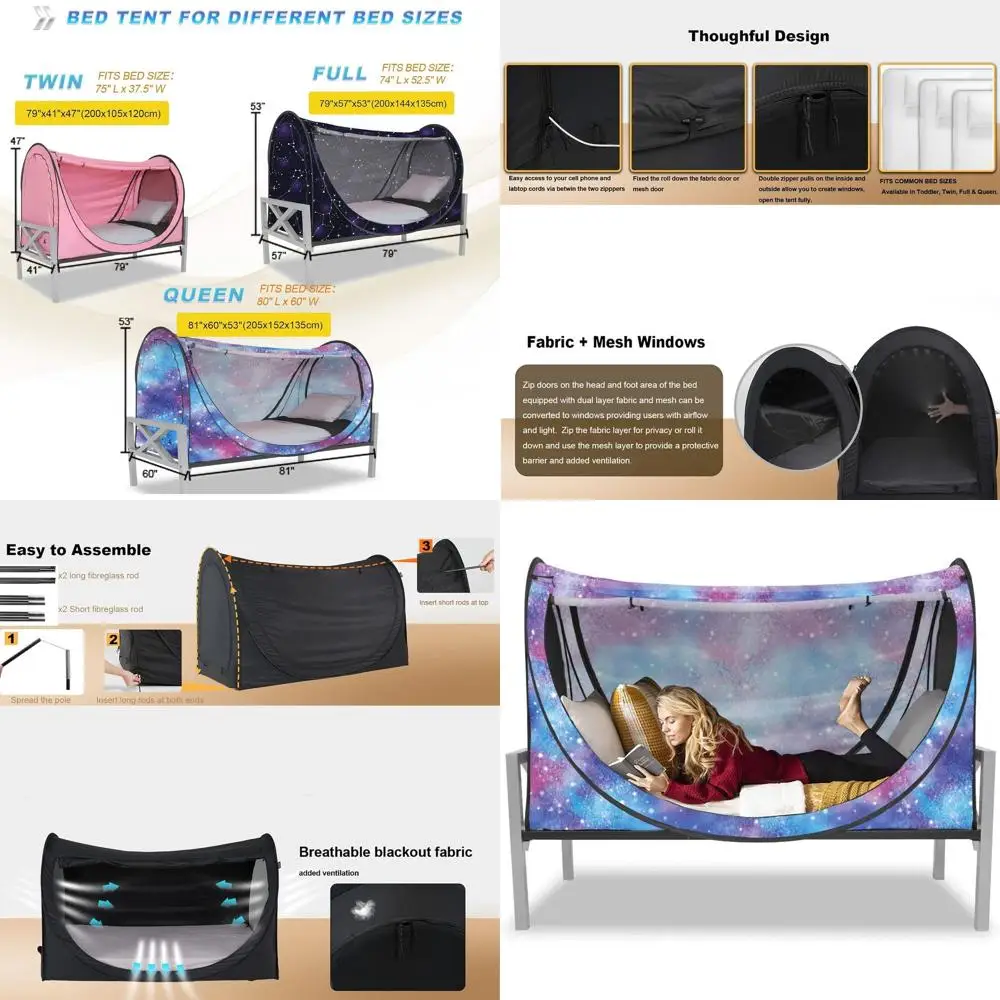 

Палатка-тент для кровати Twin Size Eclipse с занавесками для обеспечения приватности