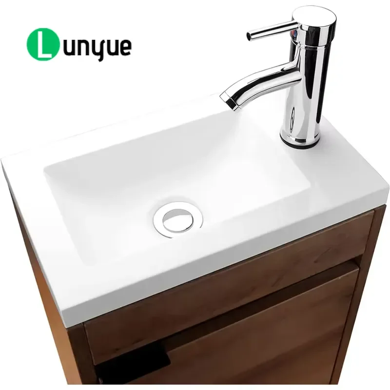 Modern Wood MDF Wall Mounted Bathroom Vanity With Sink And Storage Space Saving Design For Home Bathroom Decor