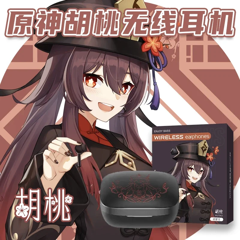 Jogo Genshin Impacto Hu Tao Fones de Ouvido Bluetooth, Cosplay para Android, HuaWei, Caixa Sem Fio, Projeto 5.0 HD, Adereços, Presentes
