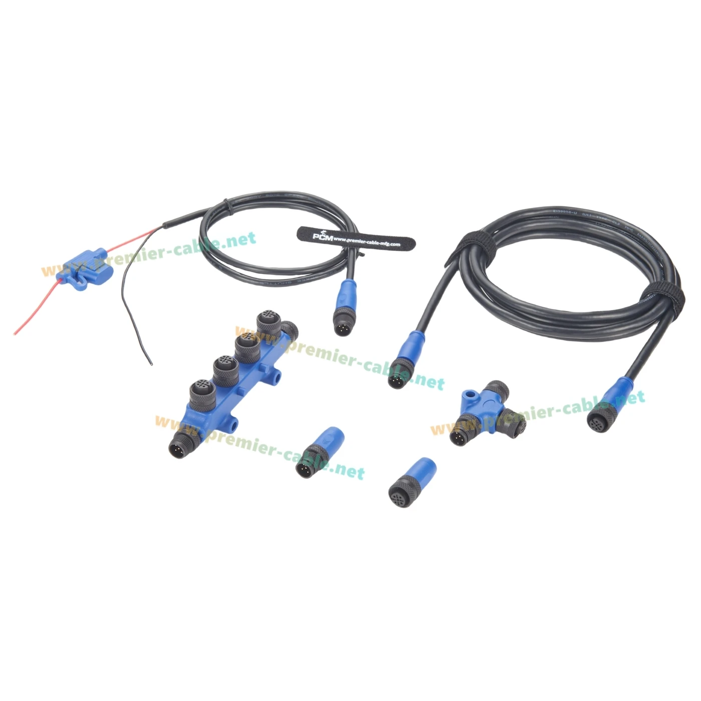 NMEA 2000 Starter Kit Marine Grade Backbone Drop Cable T Connector 4 Port Tee Terminators Power Cable for Garmin Lowrance Simrad