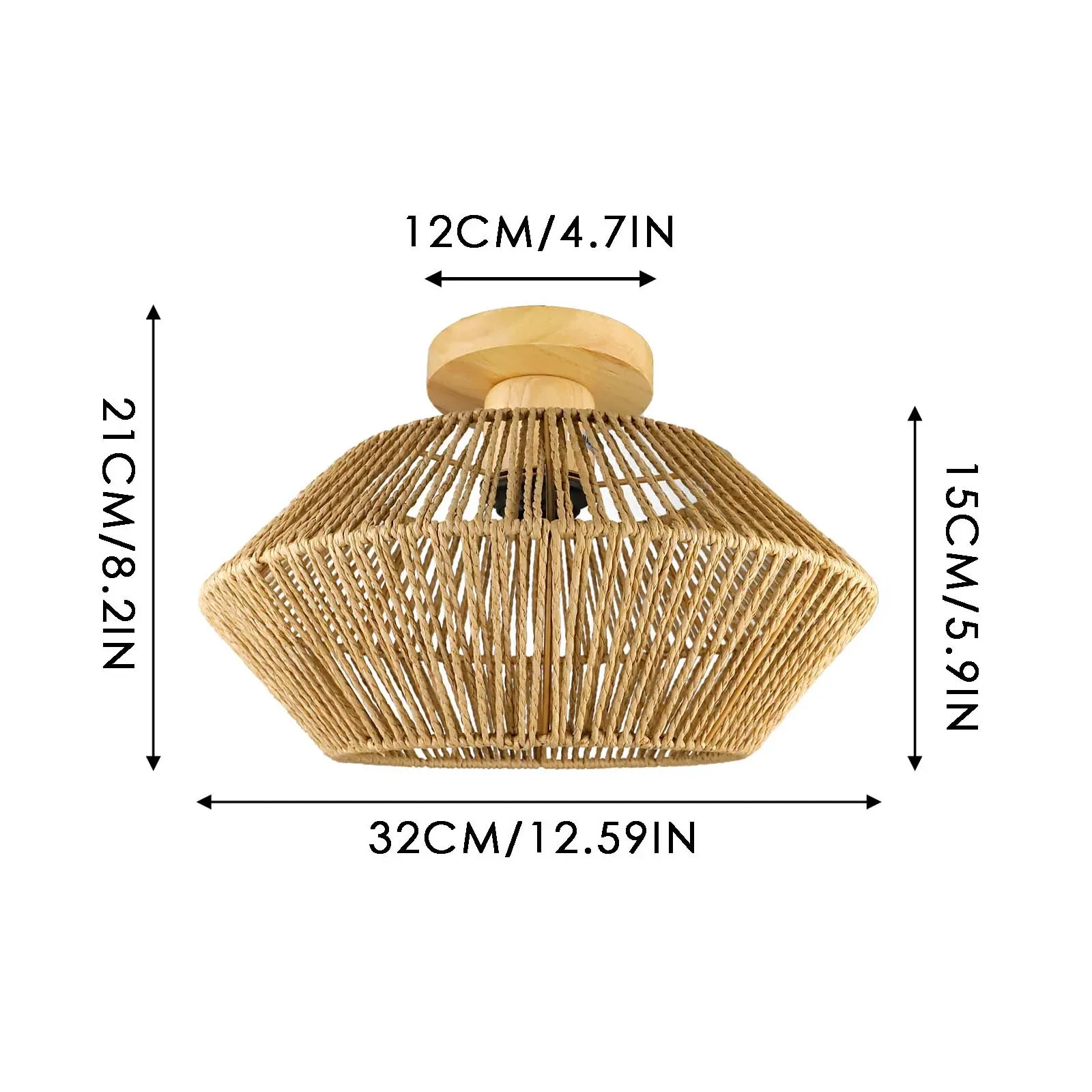 Imagem -06 - Rattan Wicker Ceiling Light Shade Luminária de Suspensão Retro Cover For Tea Room Hotel Banheiro Decoração do Apartamento