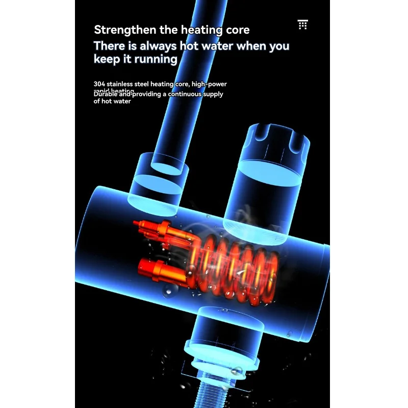 

B47B-Rotatable Bathroom Kitchen Heating Tap Water Faucet Tankless Electric Hot Water Heater With LED Digital Display EU Plug Fau