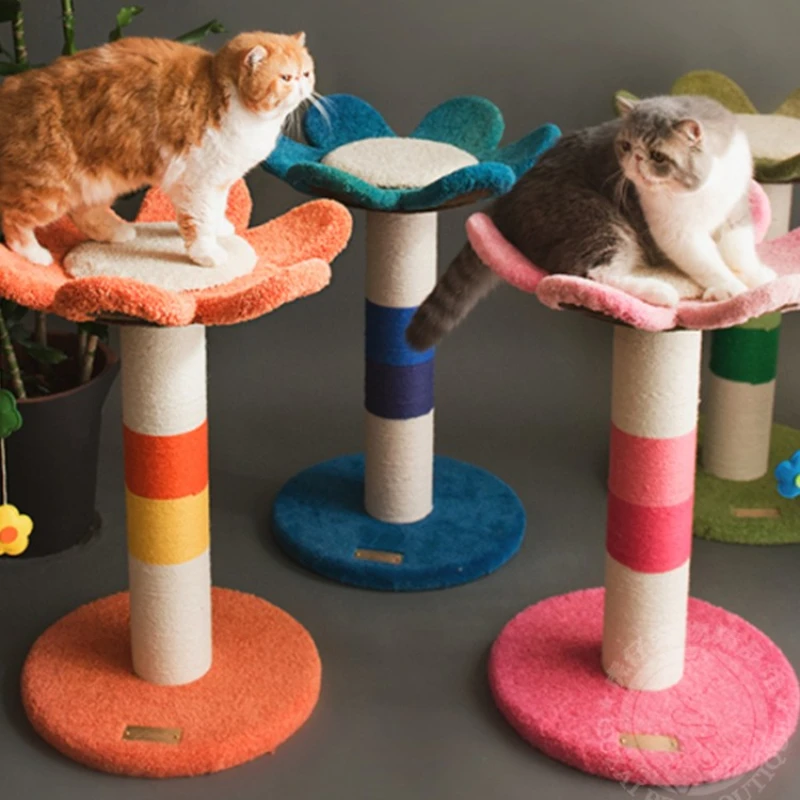 Cat Scratching Multi Color Flower Cats Pet Scratchers Post Wall Climbing Tree Cat Training Supplies Pets Furniture Accessories