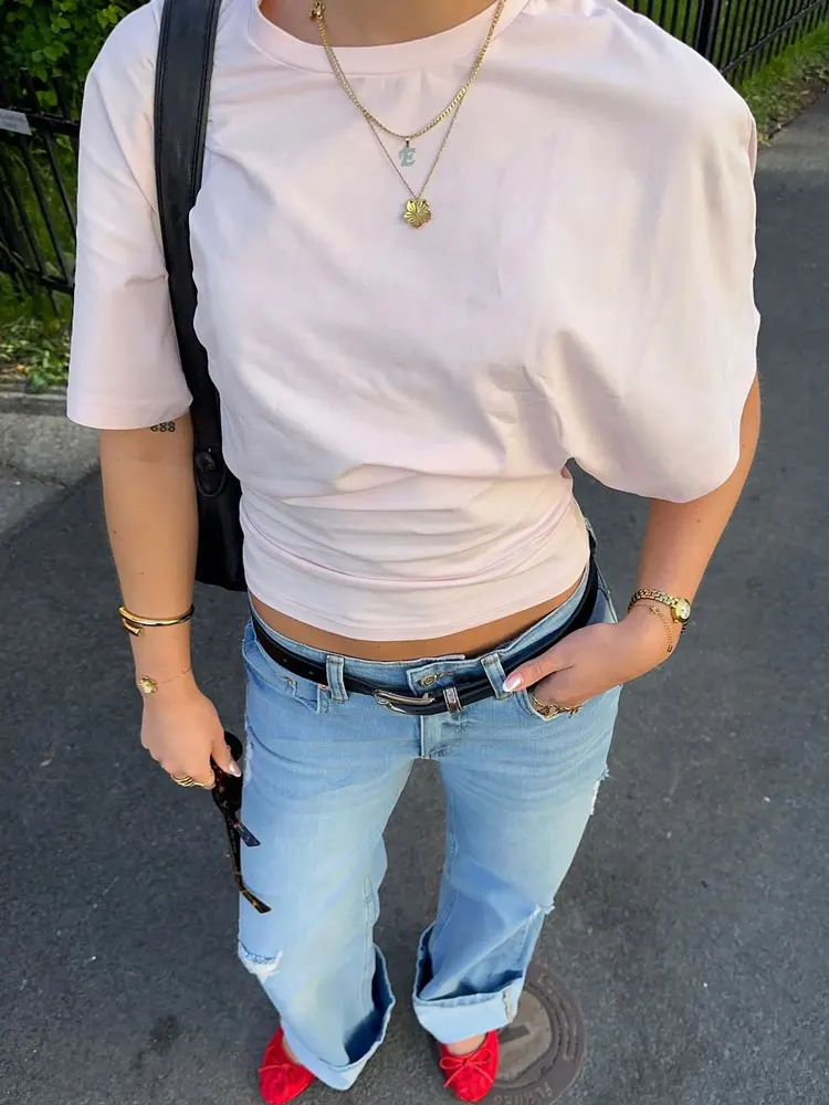 

Tossy Fashion White Basic T-shirt Top For Women Loose Short Sleeve Patchwork Cropped Y2k Top Clothes Female Summer Tee Tank Top