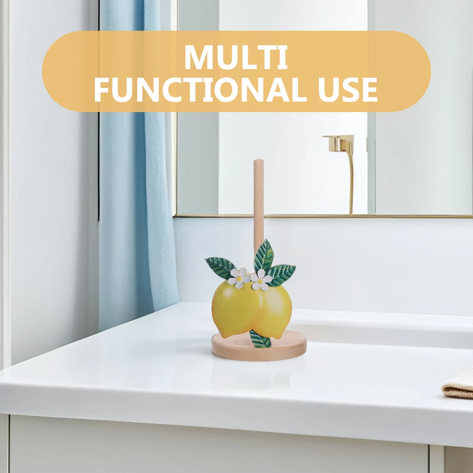

1 Set Wooden Paper Towel Holder Lemon Shape Wood Roll Organizer Tear Paper Roll Holder Standing Tissue Rack for Kitchen