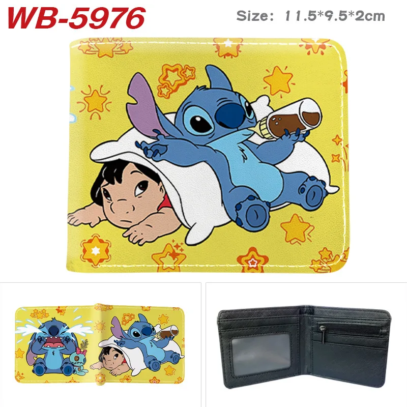 Kawaii Stitch Angel Anime LiloStitch Figure Stampa di cartoni animati Anime Piccolo portafoglio in PU Borsa per carte Portamonete Coppia per bambini Regalo di Natale