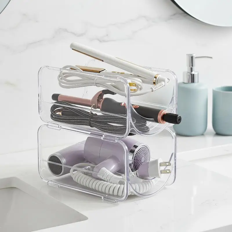 Clear Scratch Resistant Hair Styling Tool Storage Rack Stackable Curling Iron Holder for Salon Home Bathroom Vanity