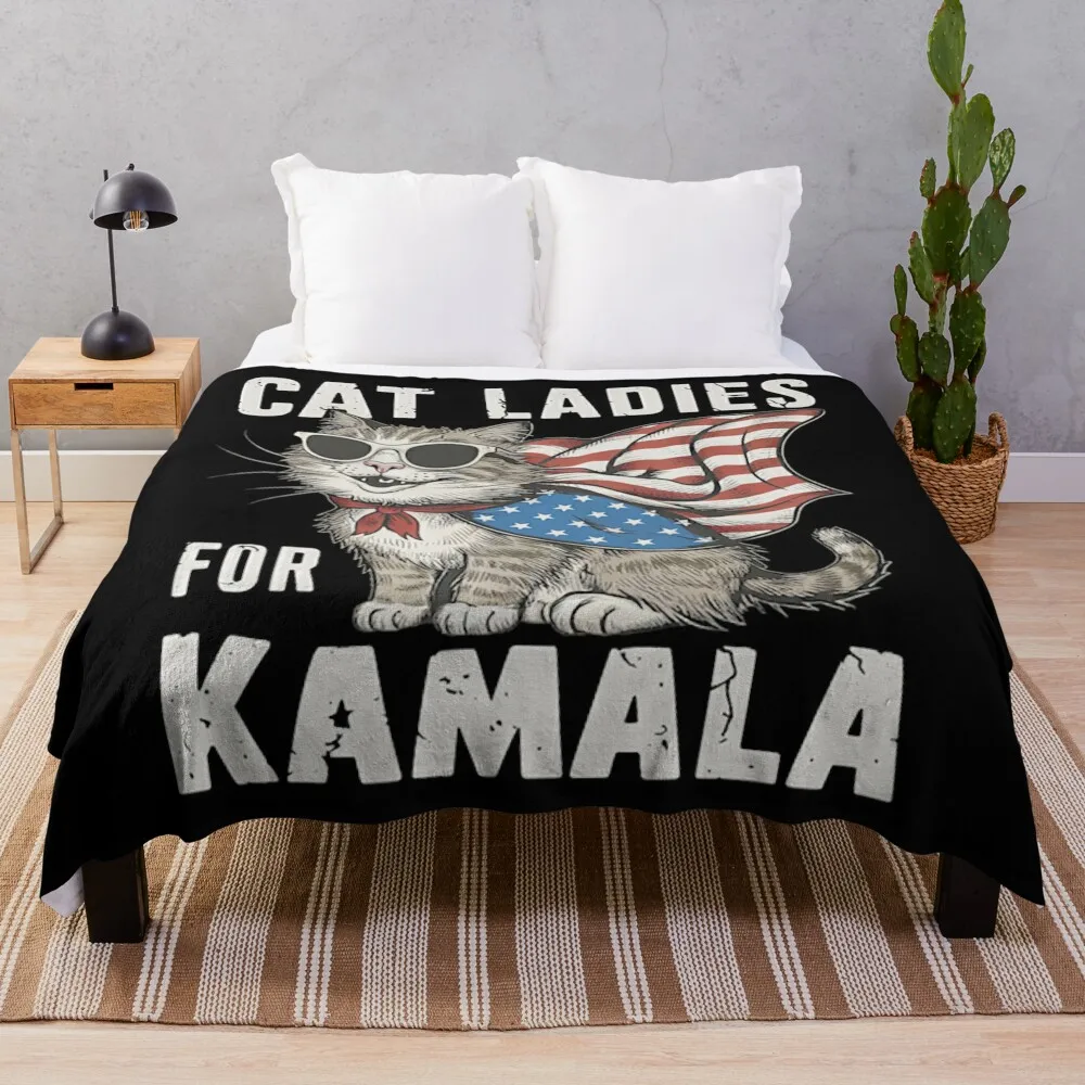 Cat ladies for kamala Throw Blanket Large Thins Blankets