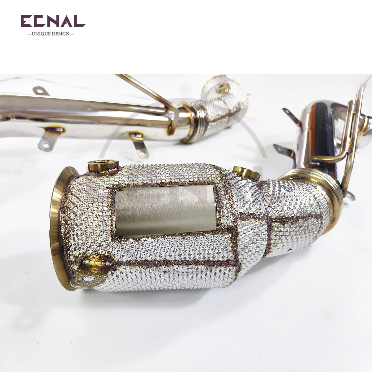 

Ecnal Exhaust for 2012-2014 Mclaren 650s 12c 3.8T Stainless Steel Sports Insulate Against Heat Exhaust Downpipe